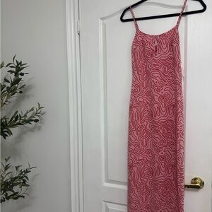 Zara Pink and Red Printed Maxi Dress
